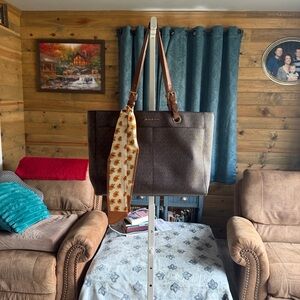 Michael Kors Dark Brown Tote with Scarf Accent